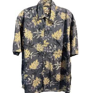 Campia Moda Men’s L Blue Floral Short Sleeve Button Down Cotton Hawaiian Shirt